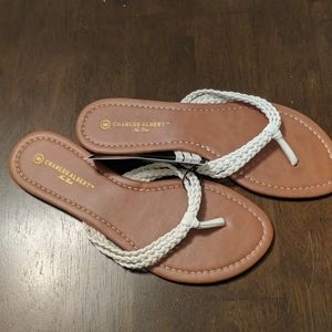 Charles Albert White Sandals Size 8